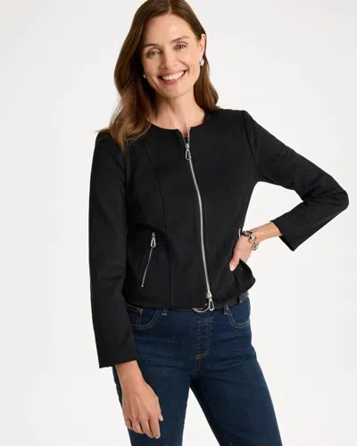 Chico's Faux Suede Moto Jacket In Black