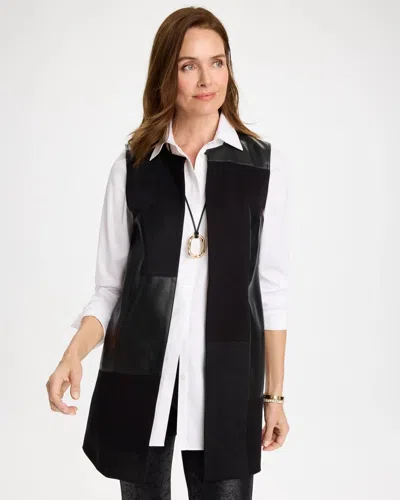 Chico's Faux Suede Ponte Long Vest In Black