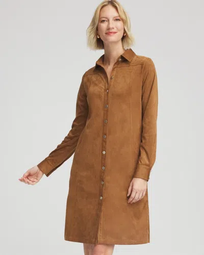 Chico's Faux Suede Shirtdress In Burnt Sienna In Brown