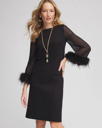 Chico's Feather Cuff Sleeve Dress In Black