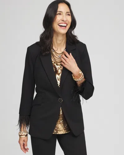 Chico's Feather Knit Blazer In Black Size Small |