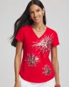 Chico's Fireworks Embellished Knit Tee In
