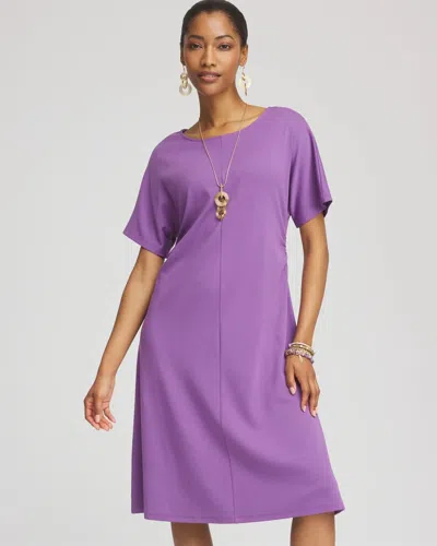 Chico's Fit And Flare Cinched Waist Dress In Purple
