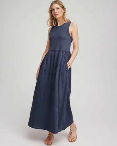 Chico's Fit & Flare Tank Maxi Dress In Navy Blue Size 16/18 |
