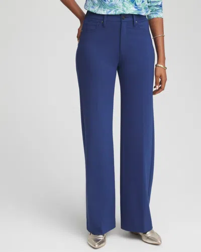Chico's Five-pocket Wide-leg Ponte Pants In Dusky Blue
