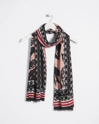Chico's Floral Border Oblong Scarf In French Blush |