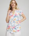 CHICO'S FLORAL CAP SLEEVE TEE IN SUMMER CRUSH SIZE 0/2 | CHICO'S