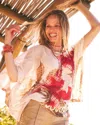 Chico's Floral Chiffon Pull-over Poncho In Neutral