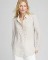 Shop Chico's Floral Cutout 3d Linen Shirt In River Rock Size 20/22 |