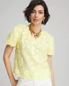 Chico's Floral Cutout 3d Top In Yellow Size 0/2 |  In Bright Yellow