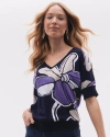 Chico's Floral Dolman Pullover Sweater In Purple Size 12/14 |  In Parisian Purple