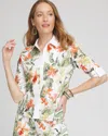 CHICO'S FLORAL EYELET SHIRT IN VALENCIA ORANGE SIZE 12 | CHICO'S