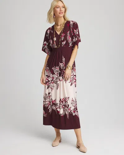 Chico's Floral Flutter-sleeve Maxi Dress In Black Size 20/22 |