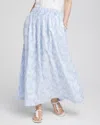 CHICO'S FLORAL JACQUARD MAXI SKIRT IN BLUE SIZE 8/10 | CHICO'S