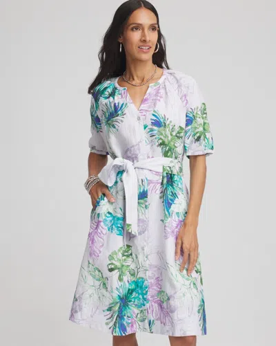 Chico's Floral Linen Shirtdress In Purple