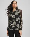 Chico's Floral Metallic Bodre Top In Black In Black