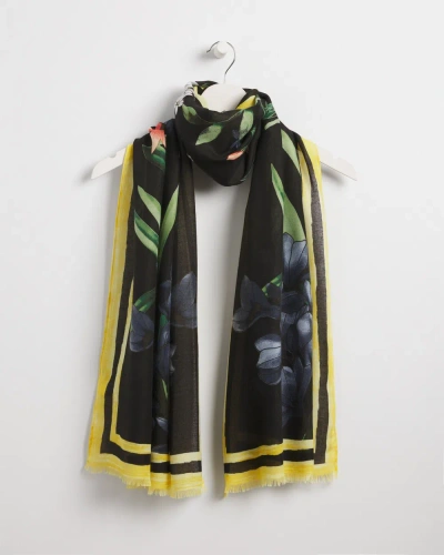 Chico's Floral Oblong Scarf In Black |