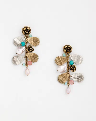 Chico's Floral Pearl Charm Earrings |  In Multicolor