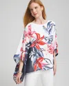 CHICO'S FLORAL PONCHO IN NAVY BLUE SIZE LARGE/XL | CHICO'S