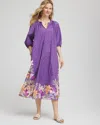 Chico's Floral Poplin Midi Day Dress In Purple