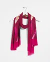 Chico's Floral Print Oblong Scarf In Berry Compote |  In Berry Compote