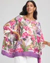 Chico's Floral-print Poncho In White In Sand