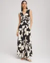 Chico's Floral Ruched Jersey Maxi Dress In Black In Black
