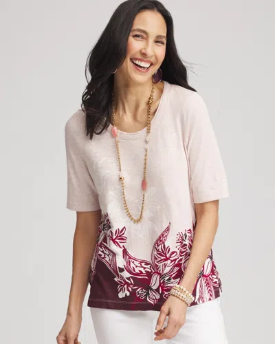 Chico's Floral Scoop Neck Tee In Blackcurrant Size 16/18 |