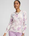 Chico's Floral Sequin Pullover Sweater In English Cream Size 20/22 |  In English Cream