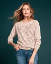 Chico's Floral Sequined Pullover In Taupe In Brown