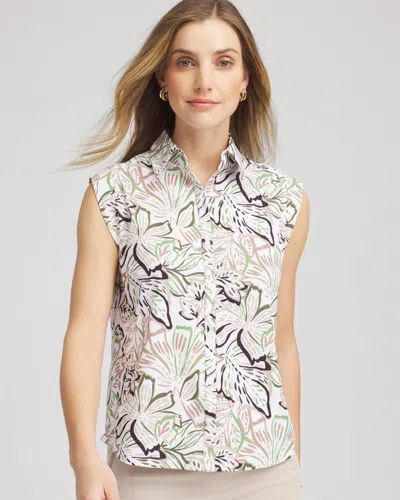 Chico's Floral Shirt In Neutral