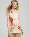 Chico's Floral Sleeveless Collared Tunic In Neutral