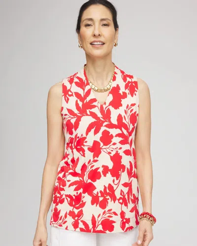Chico's Floral Sleeveless V-neck Tunic In Neutral