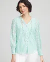 Chico's Floral Soutache V-neck Blouse In Teal Waters Size 20/22 |  In Teal Waters