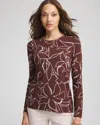 Chico's Floral Touch Of Cool Layering Tee In Cacao In Brown