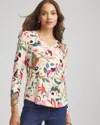 Chico's Floral Touch Of Cool V-neck Layering Tee In Cashew In Multi