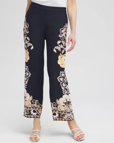 Chico's Floral Wide Leg Soft Pants In Navy Blue Size 18 |