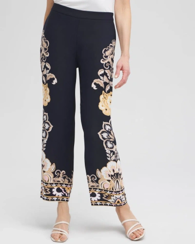 Chico's Floral Wide Leg Soft Pants In Blue Size 18 |  In Navy Blue