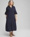 CHICO'S FLOUNCE SLEEVE MIDI DRESS IN NAVY BLUE SIZE 0/2 | CHICO'S