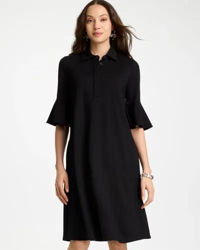 Chico's Flounce Sleeve Poplin Dress In Black