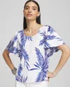 Chico's Flutter Sleeve Satin Top In Blue