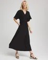 Chico's Flutter-sleeved Jersey Maxi Dress In Black In Black
