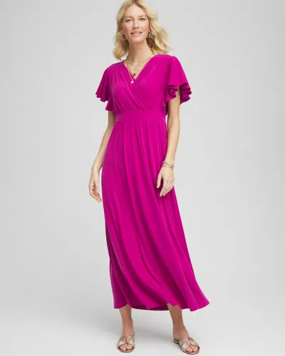 Chico's Flutter Sleeved Jersey Maxi Dress In Purple Size 20/22 |  In Purple Clover