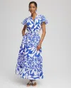 Chico's Flutter Sleeved Maxi Dress In Blue