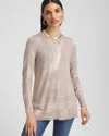 Chico's Foil Crew Neck Sweater Tunic In New Camel Heather Size 16/18 |  In New Camel Heather