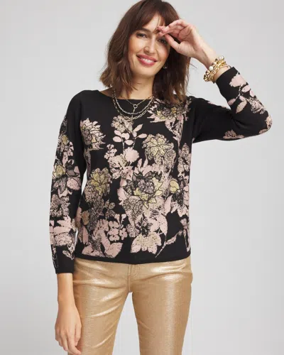 Chico's Foil Dolman-sleeve Sweater In Black Size 16/18 |