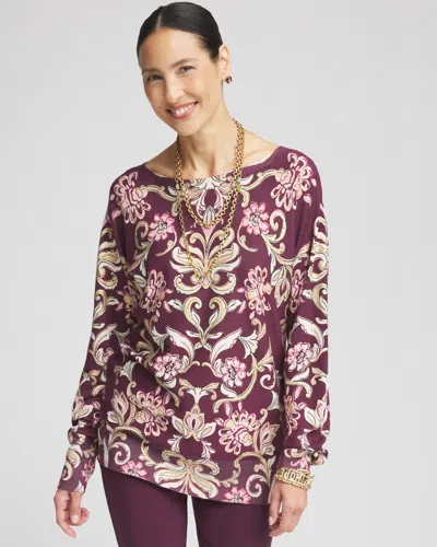 Chico's Foil Dolman-sleeve Sweater In Purple Size 20/22 |  In Deep Raisin