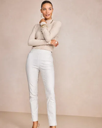 Chico's Foiled Brigitte Slim Pull-on Ankle Pants In Soft Ivory
