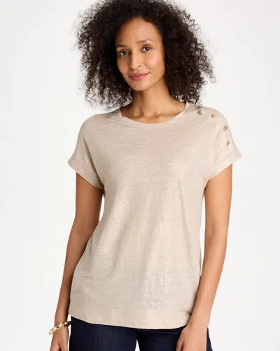 Chico's Foiled Linen Button Tunic In Taupe In Brown