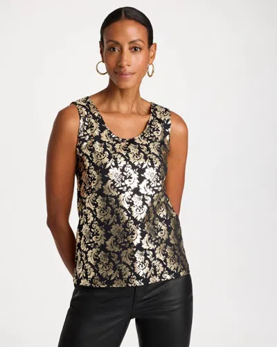 Chico's Foiled Microfiber Tank In Black